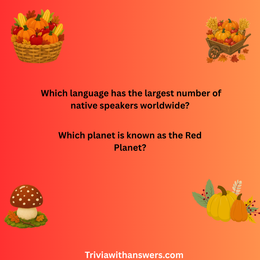 "Fall Harvest Trivia Questions and Answers "